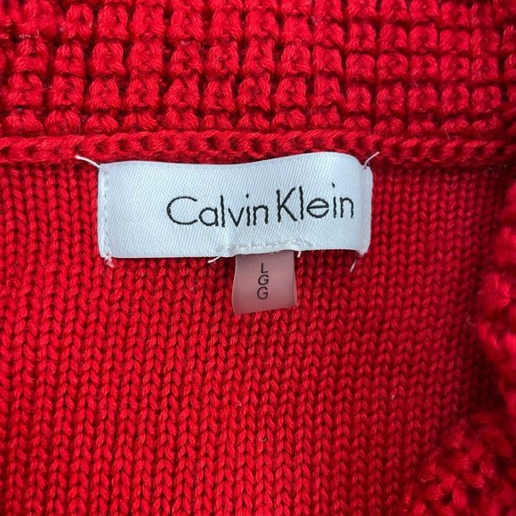 Calvin Klein Sweater Large Red Cowl Neck Pullover Women's Long Sleeve - Picture 11 of 12